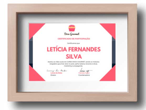 Certificado curso de doces gourmet